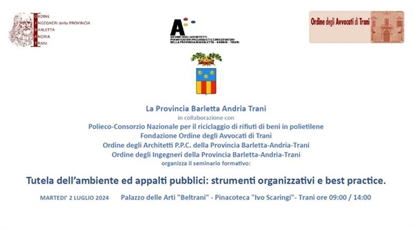 Ambiente e appalti pubblici, a Trani seminario su best practice